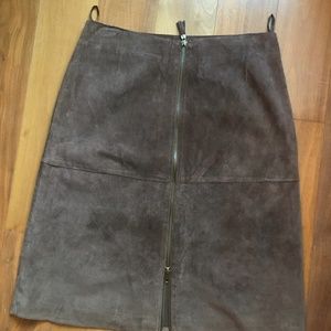 Isaac Mizrahi Genuine Leather Suede Skirt